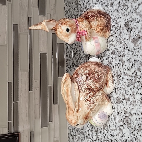 vintage ceramic pair of easter bunnies - Picture 6 of 10